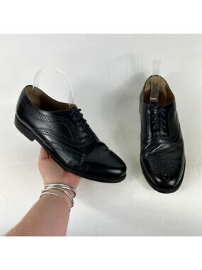 Stafford Dress Shoes Mens 9.5 Black Leather Classic Formal Oxford Brogue Wingtip